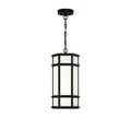 Eurofase Clover Geometric 8" Square LED Outdoor Pendant, Aged Silver/White Glass 42691-013